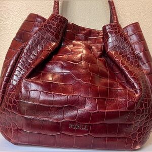 EUC Furla Croc embossed genuine leather bag